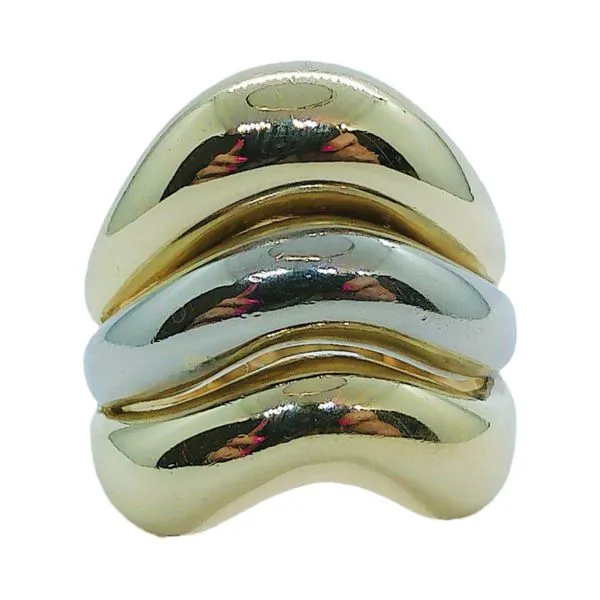 14K Two-Tone Gold Wave Bubble Ring – Retro Estate Statement Ring Joint Venture Jewelry Cary, NC
