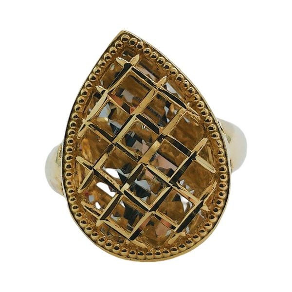 14K Yellow Gold Pear Shaped Open Work Estate Ring Joint Venture Jewelry Cary, NC