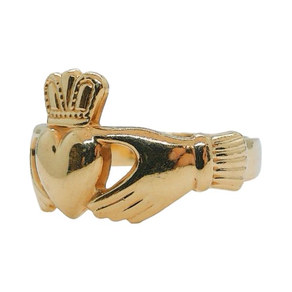 9K Yellow Gold Irish Claddagh Estate Ring Image 2 Joint Venture Jewelry Cary, NC