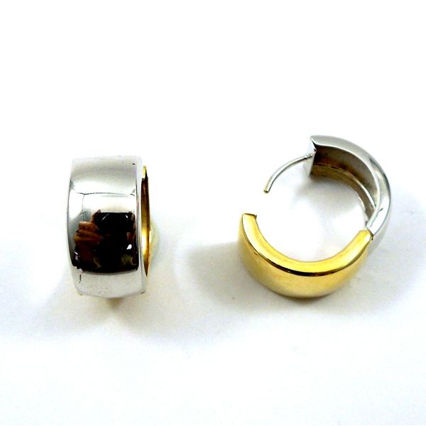 Two Tone Huggie Earrings Image 2 Joint Venture Jewelry Cary, NC