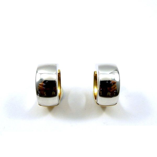 Two Tone Huggie Earrings Joint Venture Jewelry Cary, NC
