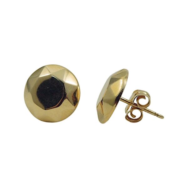 Gold Button Earrings Image 2 Joint Venture Jewelry Cary, NC