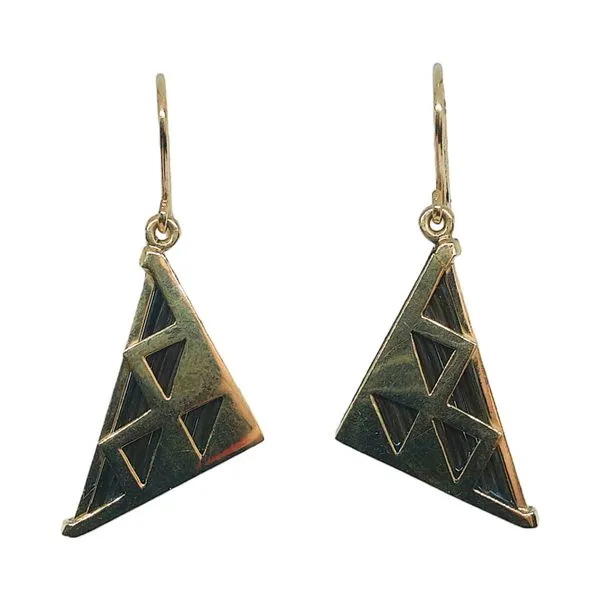 9K Yellow Gold Geometric Triangle Estate Earrings Joint Venture Jewelry Cary, NC