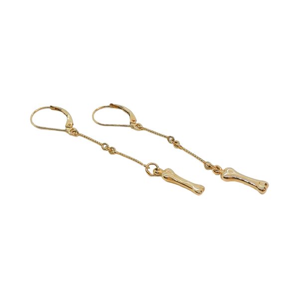 14K Yellow Gold Dog Bone Drop Estate Earrings Image 2 Joint Venture Jewelry Cary, NC