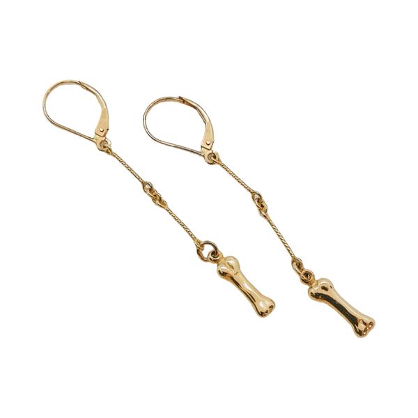 14K Yellow Gold Dog Bone Drop Estate Earrings Joint Venture Jewelry Cary, NC