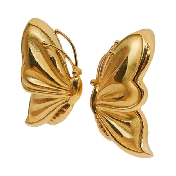 Estate 14K Yellow Gold Butterfly Earrings Image 2 Joint Venture Jewelry Cary, NC