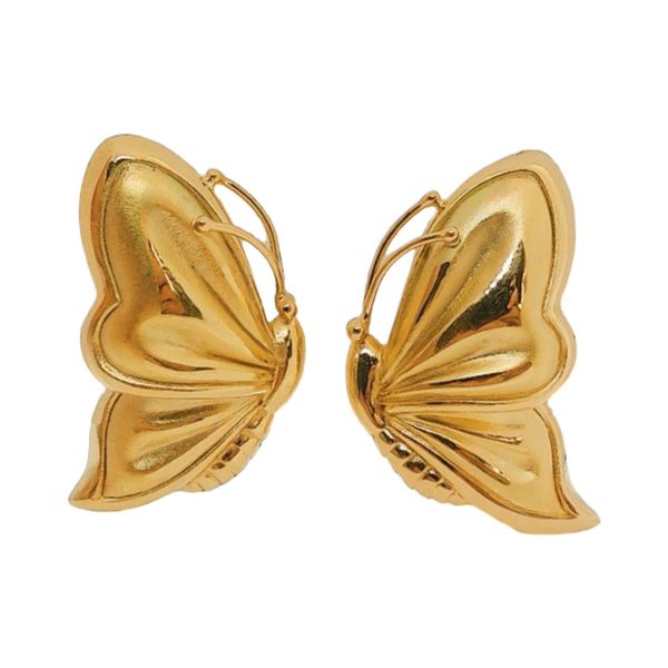 Estate 14K Yellow Gold Butterfly Earrings Joint Venture Jewelry Cary, NC