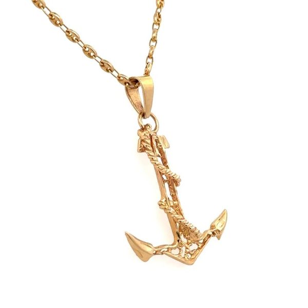 14K Yellow Gold Anchor Pendant Necklace on Anchor Link Chain Image 2 Joint Venture Jewelry Cary, NC