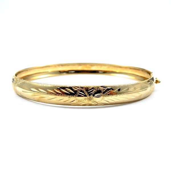Gold Engraved Bangle Image 2 Joint Venture Jewelry Cary, NC
