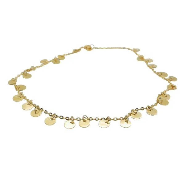 14K Yellow Gold Disc Charm Anklet Image 2 Joint Venture Jewelry Cary, NC