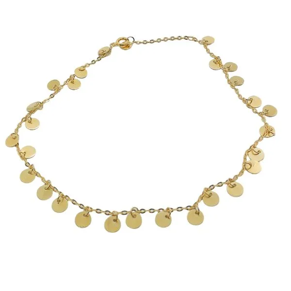 14K Yellow Gold Disc Charm Anklet Joint Venture Jewelry Cary, NC