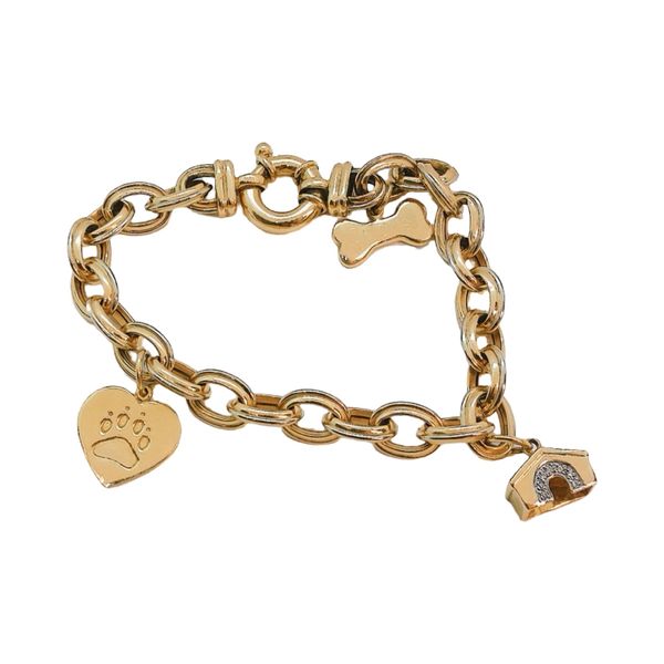 14K Yellow Gold Dog Charm Estate Bracelet Joint Venture Jewelry Cary, NC