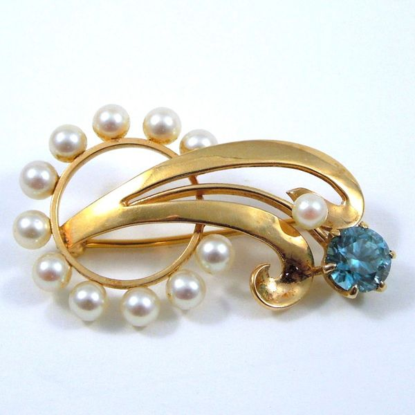 Pearl & Blue Zircon Pin Joint Venture Jewelry Cary, NC