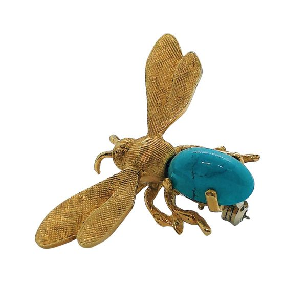 Turquoise Bee Brooch Image 2 Joint Venture Jewelry Cary, NC
