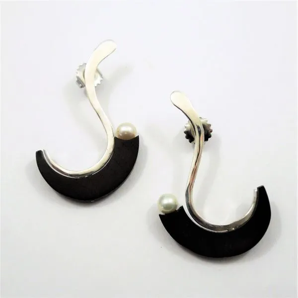 Grenadilla and Pearl Earrings Joint Venture Jewelry Cary, NC