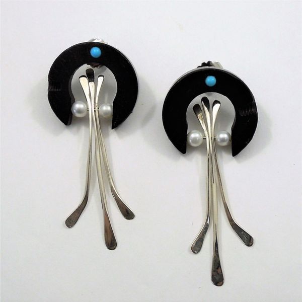 Grenadilla, Pearl and Turquoise Earrings Joint Venture Jewelry Cary, NC