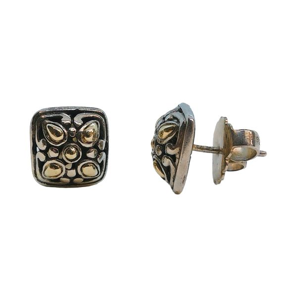David Yurman Sterling Silver & 18K Yellow Gold Square Estate Stud Earrings Image 2 Joint Venture Jewelry Cary, NC