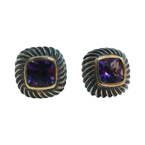 David Yurman Sterling Silver & 14k Gold Amethyst Cable Stud Earrings Joint Venture Jewelry Cary, NC