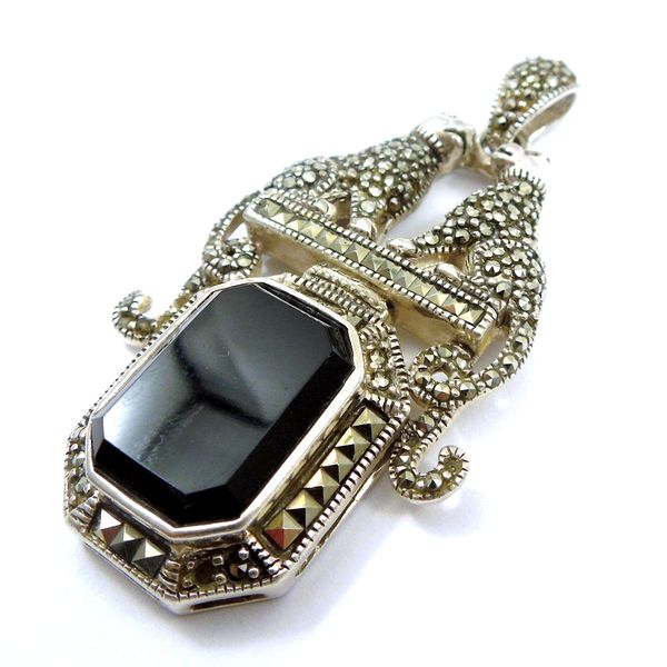 Vintage Onyx and Marcasite Panther Pendant Image 2 Joint Venture Jewelry Cary, NC