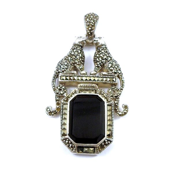 Vintage Onyx and Marcasite Panther Pendant Joint Venture Jewelry Cary, NC