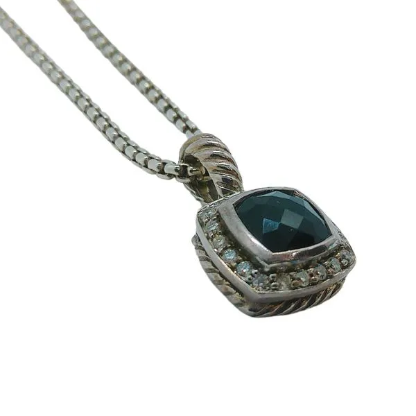 Estate Albion David Yurman Sterling Silver 11mm Black Onyx & Diamond Pendant Necklace Image 2 Joint Venture Jewelry Cary, NC