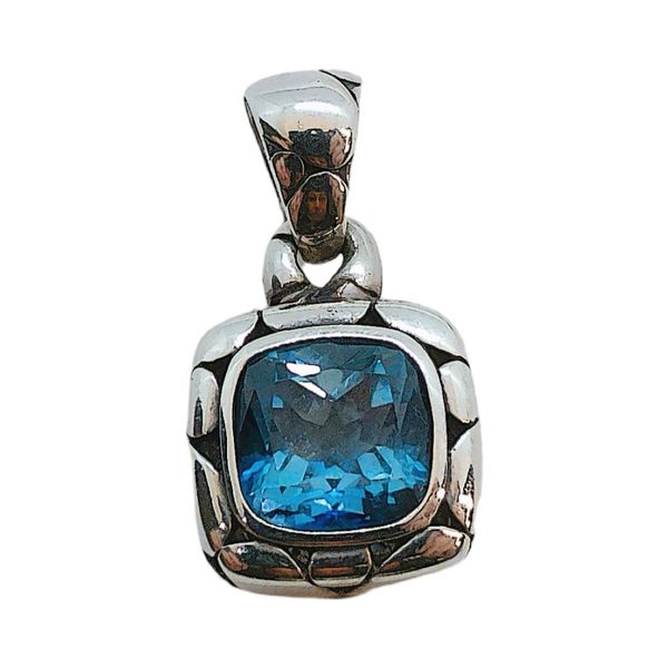 John Hardy Sterling Silver Dot Blue Topaz Pendant Joint Venture Jewelry Cary, NC