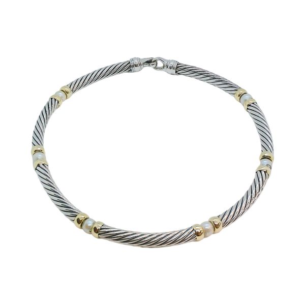 David Yurman Sterling Silver & 14K Gold Cable Pearl Estate Necklace Joint Venture Jewelry Cary, NC