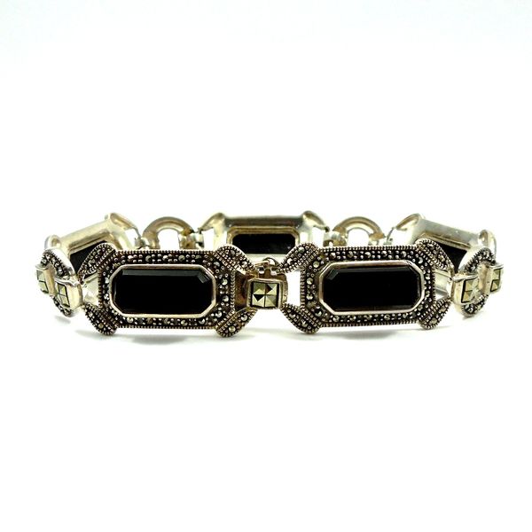 Vintage Onyx and Marcasite Bracelet Image 2 Joint Venture Jewelry Cary, NC