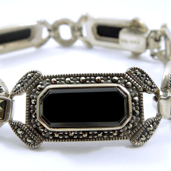 Vintage Onyx and Marcasite Bracelet Image 3 Joint Venture Jewelry Cary, NC