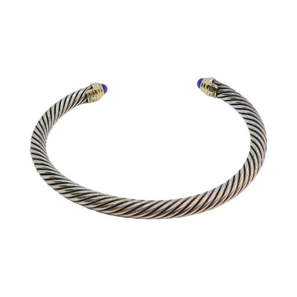 David Yurman Sterling Silver & 14k Gold Amethyst Skinny Cable Cuff Bracelet Image 2 Joint Venture Jewelry Cary, NC