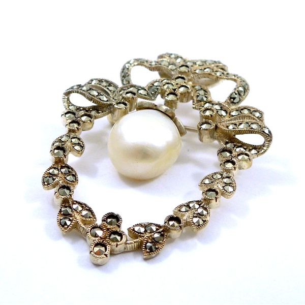 Vintage Marcasite and Pearl Pin Image 2 Joint Venture Jewelry Cary, NC