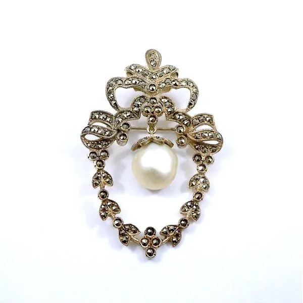 Vintage Marcasite and Pearl Pin Joint Venture Jewelry Cary, NC