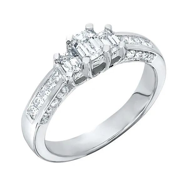 White Gold Emerald-Cut Diamond Ring with Accent Diamonds J. Schrecker Jewelry Hopkinsville, KY