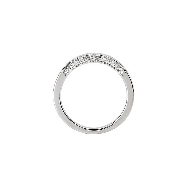 White Gold Milgrain Diamond Band with Milgrain Bead Detail on Sides, 0.10 Carats Total Weight Image 4 J. Schrecker Jewelry Hopkinsville, KY