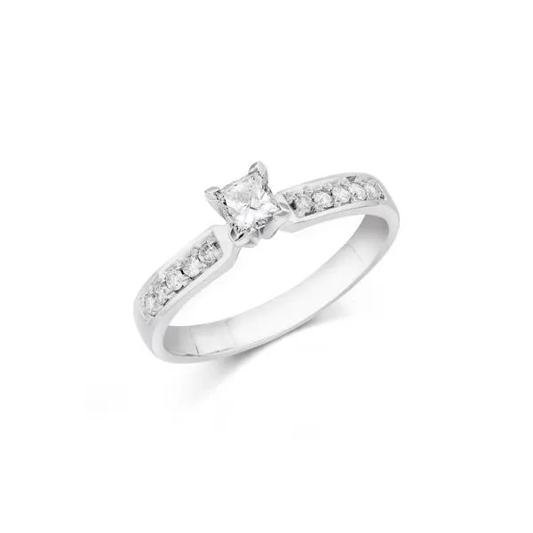 White Gold Bridal Ring with Princess Cut Center Diamond J. Schrecker Jewelry Hopkinsville, KY
