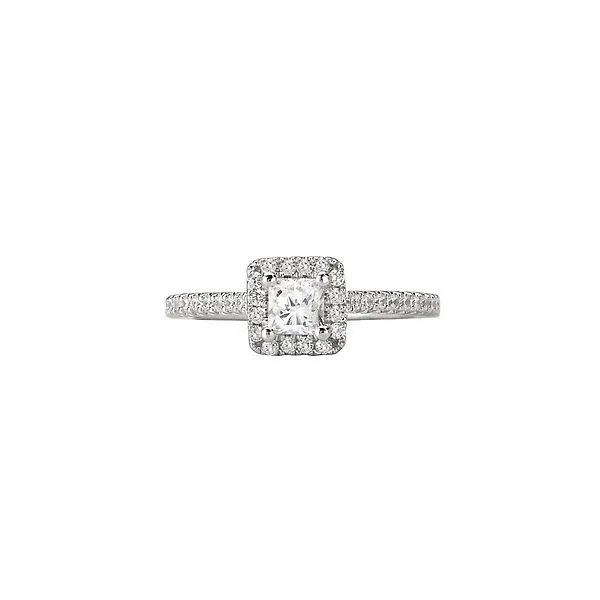 White Gold Diamond Engagement Ring with a Princess Cut Center Diamond and a Halo Image 3 J. Schrecker Jewelry Hopkinsville, KY