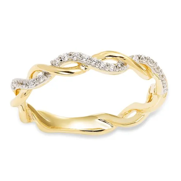 Yellow Gold Twist Design Stackable Band Ring with Round Diamonds J. Schrecker Jewelry Hopkinsville, KY