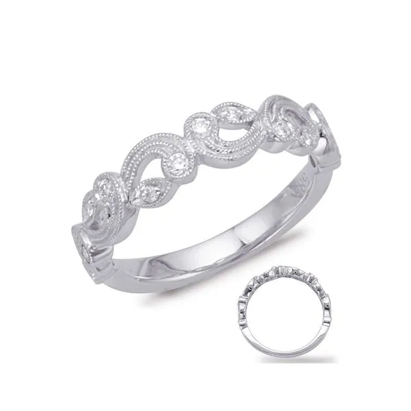 White Gold Diamond Band in Swirl Design with Bead Detail J. Schrecker Jewelry Hopkinsville, KY