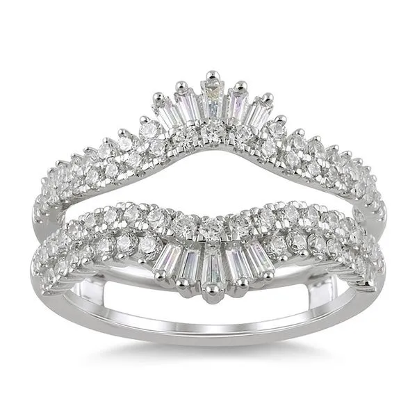 White Gold Bridal Guard Style Ring with Round and Baguette Diamonds J. Schrecker Jewelry Hopkinsville, KY