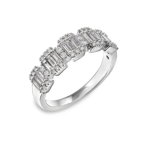 White Gold Diamond Band with Straight Baguette and Round Diamonds J. Schrecker Jewelry Hopkinsville, KY