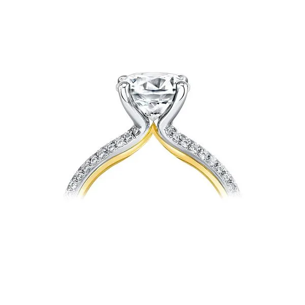 Sylvie Iconelle Winona Micropave White and Yellow Gold Engagement Ring for 2 Carat Round Diamond Image 2 J. Schrecker Jewelry Hopkinsville, KY