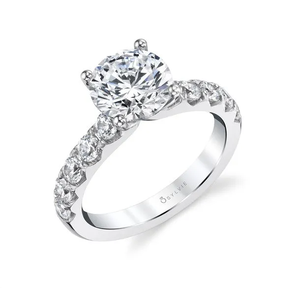 Sylvie Aloria White Gold Engagement Ring for 2 Carat Round Diamond with Accent Diamonds J. Schrecker Jewelry Hopkinsville, KY
