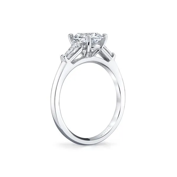 Sylvie Nicolette White Gold Engagement ring with Tapered Baguette Diamonds for a 1.50 Carat Round Image 3 J. Schrecker Jewelry Hopkinsville, KY