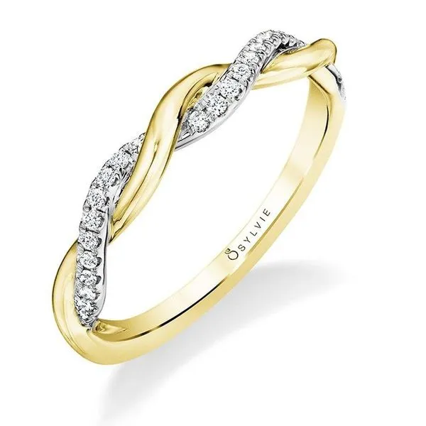 Sylvie Yasmine Modern Two Tone Gold Modern Spiral Band with Diamonds J. Schrecker Jewelry Hopkinsville, KY