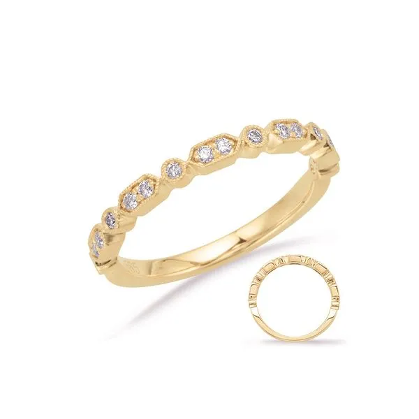 Yellow Gold Fancy Stackable Diamond Band with Prong Set Round Diamonds J. Schrecker Jewelry Hopkinsville, KY