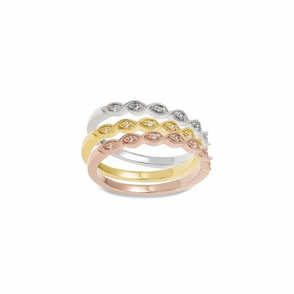 Rose Gold Diamond Stackable Band with Milgrain Detail and Polished Finish, 0.04 Carats J. Schrecker Jewelry Hopkinsville, KY