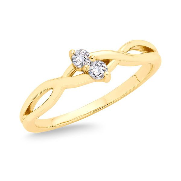 Yellow Gold Twist Ring with Two Round Diamonds J. Schrecker Jewelry Hopkinsville, KY