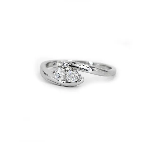White Gold Bypass-Inspired Ring with Two Round Diamonds J. Schrecker Jewelry Hopkinsville, KY