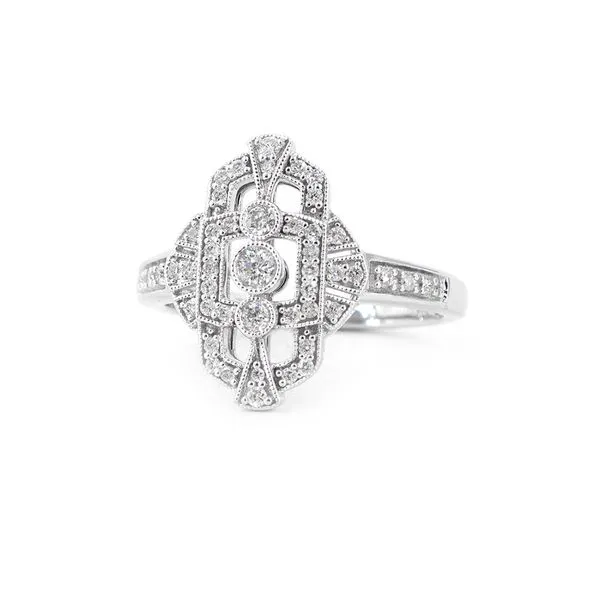 White Gold Deco Inspired Diamond Fashion Ring J. Schrecker Jewelry Hopkinsville, KY