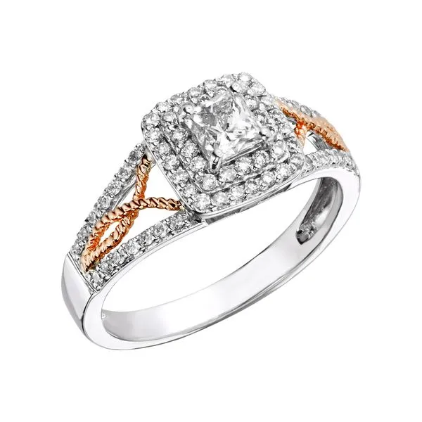 White and Rose Gold Princess Cut Diamond Engagement Ring J. Schrecker Jewelry Hopkinsville, KY